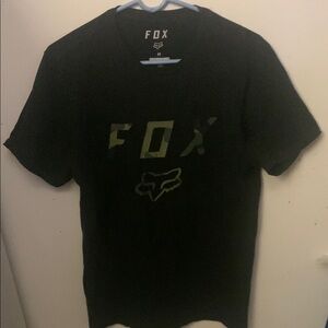 Slick FOX Racing Black Cotton T-Shirt W/Camo Print Logo SZ Medium Regular Fit🔥🔥🔥